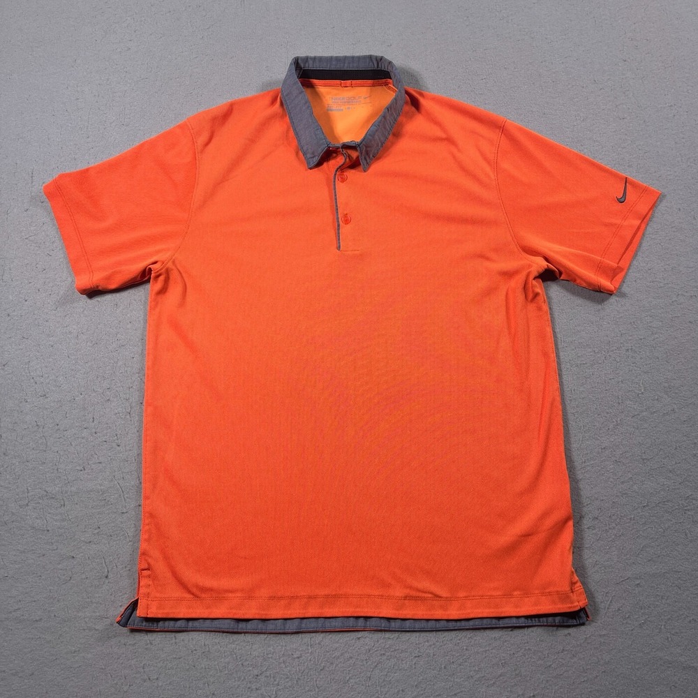 Nike Golf Dri-FIT Tour Performance Polo Men M Regular Orange Grey Contrast Golf
